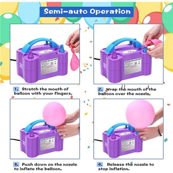 Electric Portable Dual Nozzle Balloon Blower Pump Inflation  [110V~120V, 600W] - Picture 5 of 6